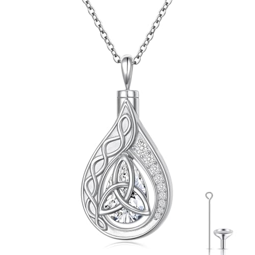 DAOCHONG Celtic Knot Teardrop Urn Necklace Memorial Jewelry for Women Teardrop Urn Necklaces