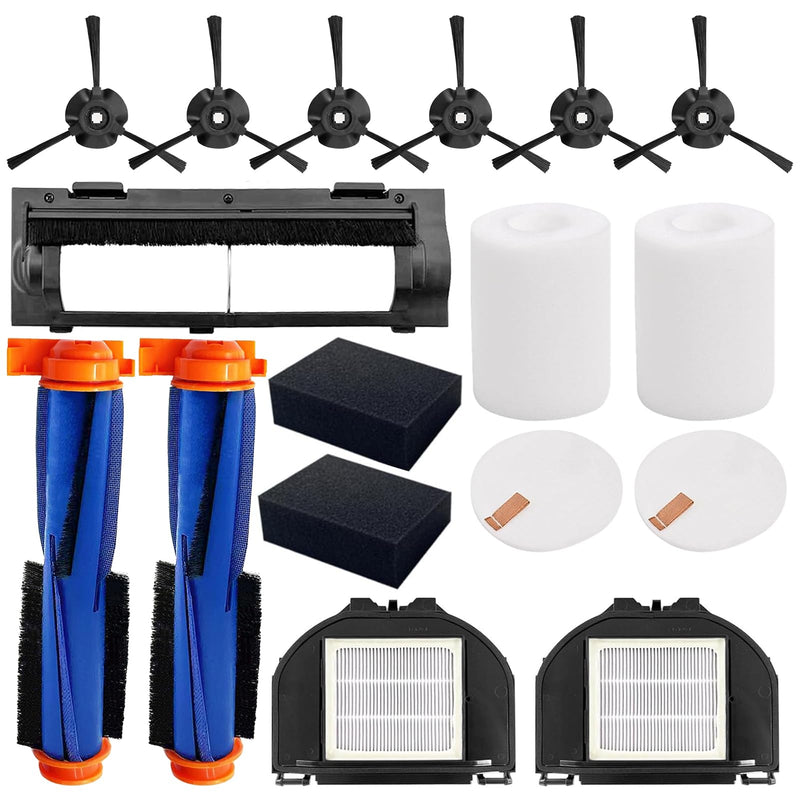 RV2310AE Replacement Parts for Shark AV2310AE/RV2320S/RV2300S/UR2360S Matrix Robot Vacuum 2 Roller Brushes, 6 Side Brushes, 2 HEPA Filters, 2 Foam & 2 Sponge Filters, 1 Main Brush Cover-15 Pack Kits with Roller Cover