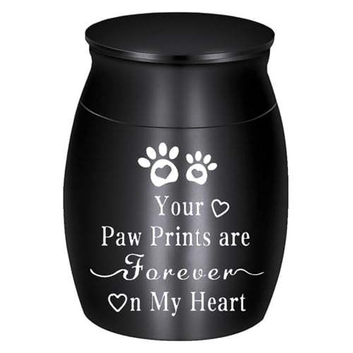 Pet Urns for Dogs Ashes, Memorial Urns Small Urn for Pet Ashes, Mini Cremation Keepsake Urn for Dog Cat to Remember Your Love (Black, Small) Black