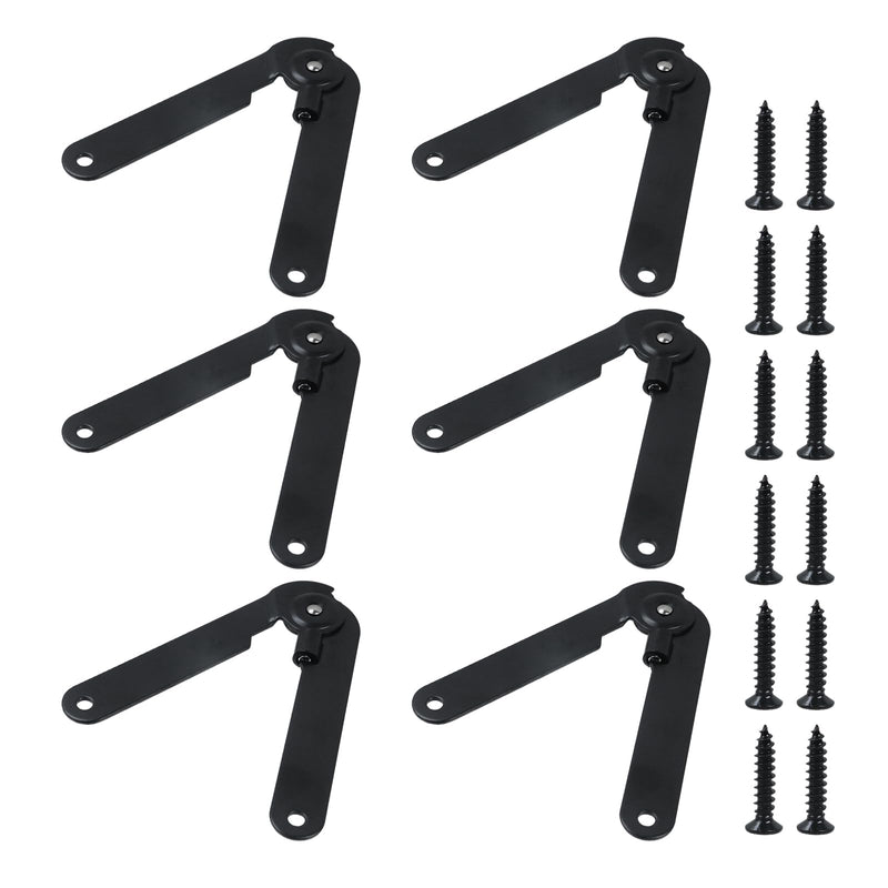6 Pcs 180 Degree Rotatable Support Hinges, 9" Folding Lid Support Hinges for Furniture Cabinet Cupboard Box Jewellery Gift Door Hardware Locks Box Makeup Stool Folding Chair, Black 6 Pcs