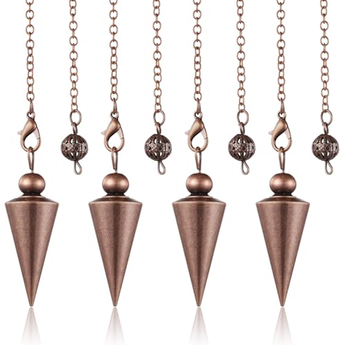 Hicarer 4 Pieces Copper Metal Pendulum for Dowsing, Classic, Bronze Colored