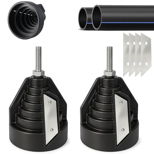 Pack of 2 pipe deburrers, hand deburrers, plastic pipe chamfer tools | High-performance deburring tool for 20, 25, 32, 40, 50, and 63mm pipes with sharpener and 3 replacement blades for DIY enthusiasts