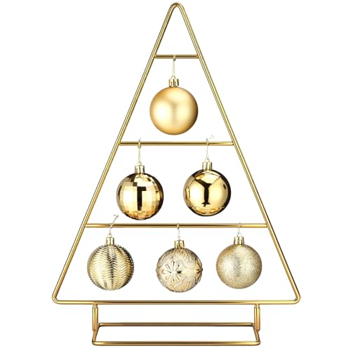 Cinnvoice Metal Christmas Ornament Stand Tree Shaped Holder,Gold,16 Inch 16 Inch Gold