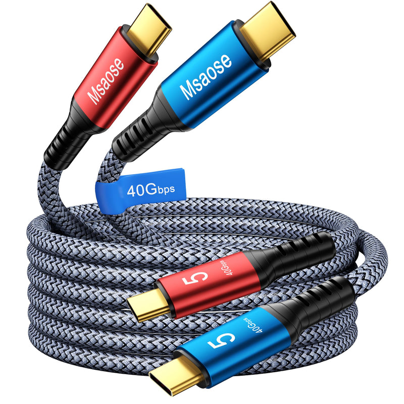 Braided Long Thunderbolt 5 Cable 10FT 2Pack Compatible, 8K@60Hz, 4K@144Hz, 40Gbps, 240W PD for Thunderbolt 4/5, Mac mini, Razer Blade, MacBook Pro M4 M5, iPhone 17, USB4