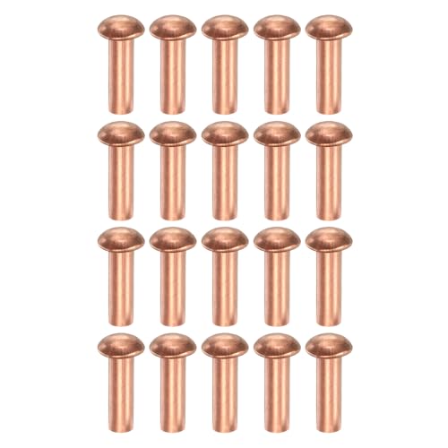 uxcell 150 Pcs Copper Solid Rivets, 0.16"x0.47" Half Round Head Rivet Metal Fasteners for Electrical Applications, Leather DIY Craft Supplies (M4x12) 0.16"x0.47"