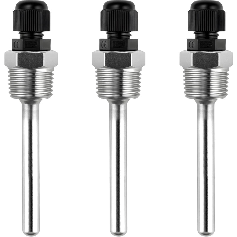 8 x 100 mm Immersion Sleeve Immersion Protection Pipes for Thermocouples Pack of 3 Protective Tube for Temperature Sensor Stainless Steel Diving Sleeve Thread Thermowell Immersion Sleeve for 8x100mm-3pcs