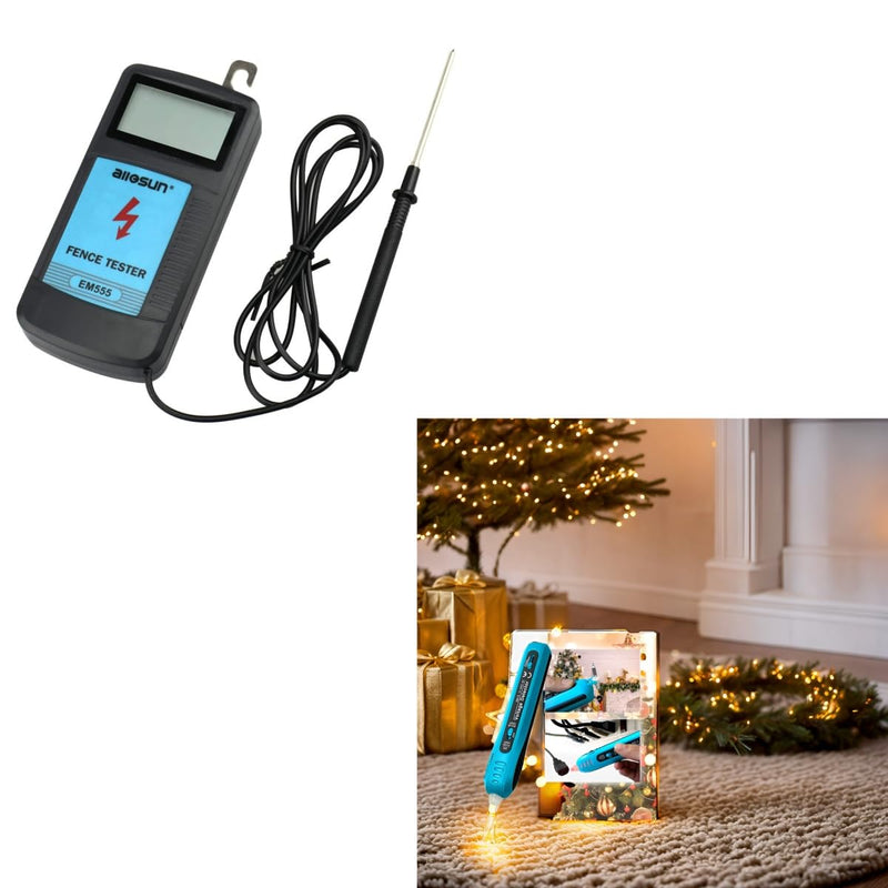 [Australia - AusPower] - allsun EM555 Digital Electric Fence Tester Fault Voltage Meter GK13 Non-Contact Voltage Tester for Christmas Light Repairing Tool 