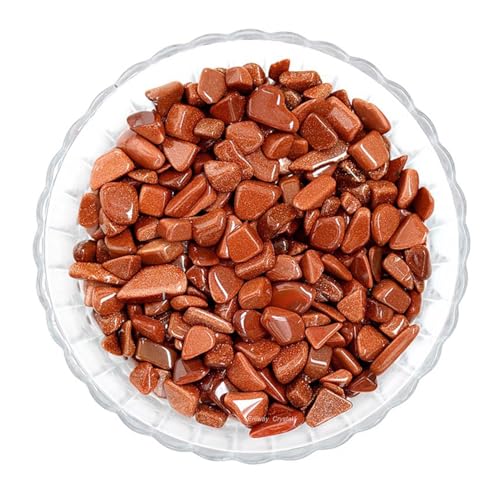 Erliway 100g Natural Red Goldstone Crystal Chips 7-9mm Tumbled Stones