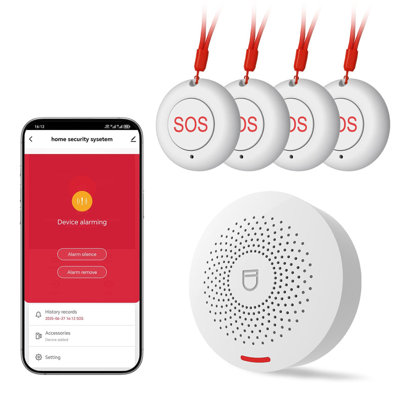 Wireless Caregiver Pager Call Button for Elderly at Home, WiFi Panic Button, Life Alert Systems for Seniors No Monthly Fee White-04