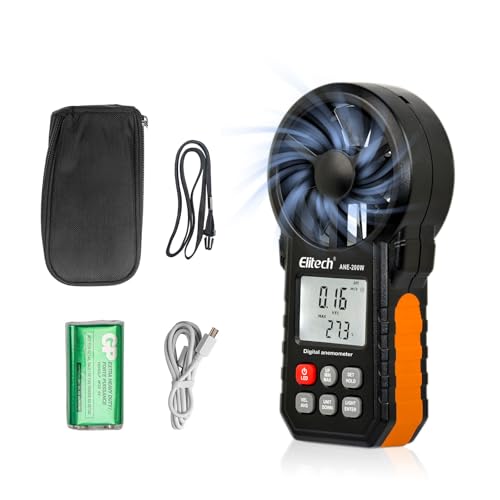 Elitech ANE-200W HVAC anemometer air flow and temperature meter with Bluetooth, handheld device, US-ANE