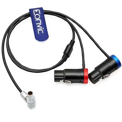 Audio Cable for ARRI Alexa 35 Mini LF Camera Right Angle 0B 6pin Male to Dual Channel Low-Profile XLR 3 Pin Female Y Splitter Cable 60cm Right Angle-Low-Profile XLR