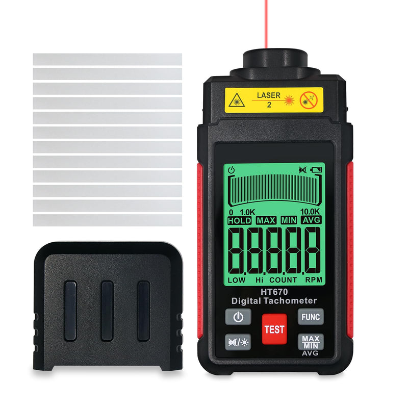 [Australia - AusPower] - Digital Tachometer with Reflection Tape, 3~99999RPM High Accuracy Non Contact RPM Tachometer with Large LCD Backlit, Data Hold, and Max/Min Function 