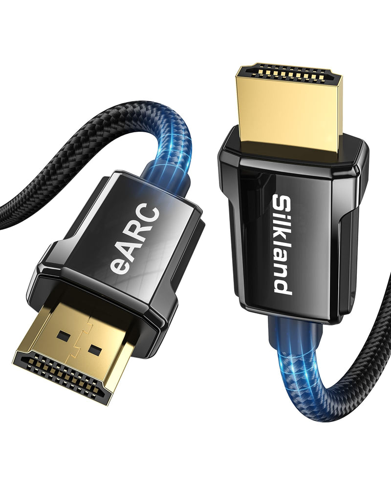 Silkland 8K HDMI ARC/eARC Cable 2.1 for Soundbar 10ft, 8K@60Hz, 4K@120Hz Ultra High Speed HDMI Cord, Dolby Atoms, 48Gbps HDR10, HDCP 2.2&2.3 Compatible for Vizio Samsung Bose Sound bar, UHD TV,Blu-ray 10 Feet