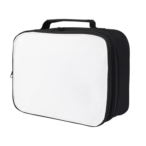 Customizable Sublimation Blanks Lunch Bag & Storage Tote Makeup Cosmetic Organizer- Removable Front Panel for Easy Heat Press, Perfect for DIY Personalized Gifts, Work, School (Black) Black 4pcs