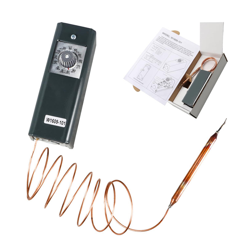 [Australia - AusPower] - Refrigeration Thermostat Temperature Controller from -30°F to 90°F Capillary Length 5 Ft with Mechanical Temperature Control Switch Replace#: W1609-101 