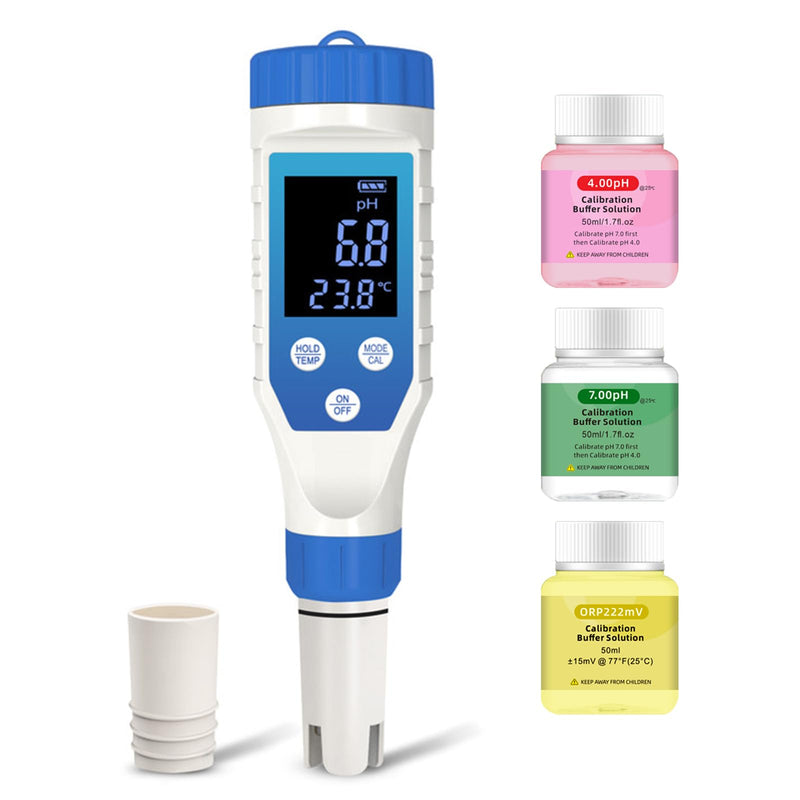 [Australia - AusPower] - Hydrogen Water Tester, Digital ORP Meter for Drinking Water, 7-in-1 pH TDS Tester, pH ORP TDS EC H2 Salt Temp Meter for Water, Hydroponics, Plants, Aquariums, Wine, Pool, Hot Tub Spas. 
