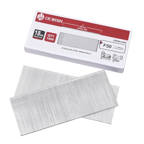 DEWBIN 18 gauge stainless steel brad nails, 2-inch, 1000-count box for pneumatic and electric nailers
