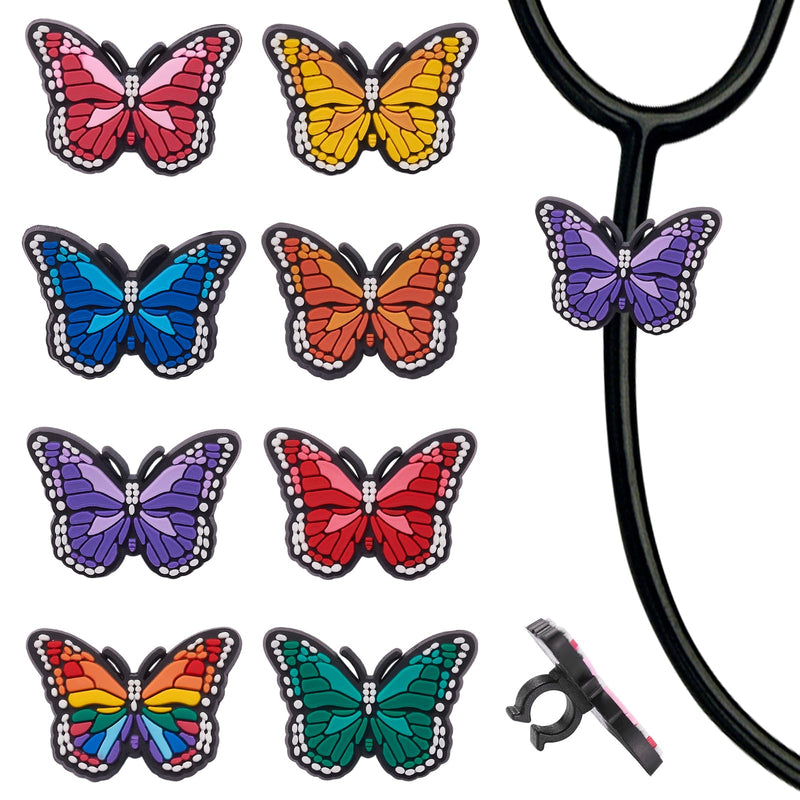 [Australia - AusPower] - 8 Pcs Butterfly Stethoscope Charms Personalized Stethoscope Accessories Gifts for Nurse Graduates Doctor Surgeons Veterinarians and Medical Assistant(Butterfly) 