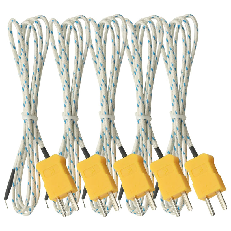 [Australia - AusPower] - 5PCS 1M Wire Measuring Temperature K Type Thermocouple Sensor Digital Probe Tester 