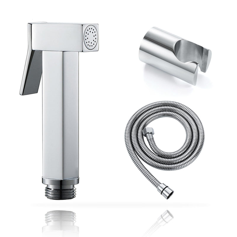 Handheld Bidet Sprayer for Toilet, Cloth Diaper Sprayer with Wall Mounts (ABS) and Hand Held Bidet Bathroom Hose (Stainless Steel), Jet Spray for Toilet, Muslim Shower, Easy to Install (Chrome) Chrome