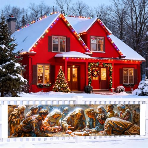 Christmas Yard Banner Nativity Scene Decor Approx 79x18 Inch 04