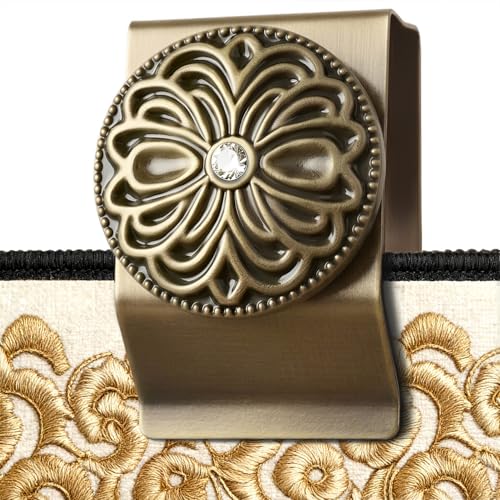 Tapestry and Quilt Hangers 4 Pack, Heavy Duty Metal with Glass Stone Accents, Dual-Anchor Anti-Tilt for Delicate Fabrics Display (Bronze) Bronze