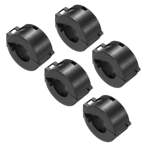 QUARKZMAN Ferrite Ring Core 15 mm ID RFI EMI Cable Clip Black Pack of 5 | Noise reduction cable clip for USB cable, audio and video cable power cable 15mm