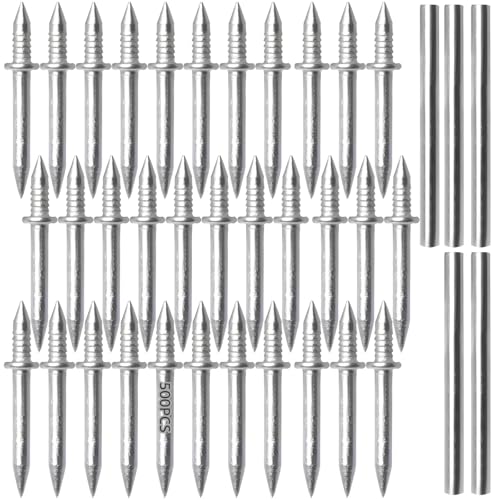 500 Pcs Double Headed Nails, Skirting Thread Seamless Nails with 5 Sleeves, Galvanized, No Trace Finish, Easy Installation, Ideal for Professional and Home Use