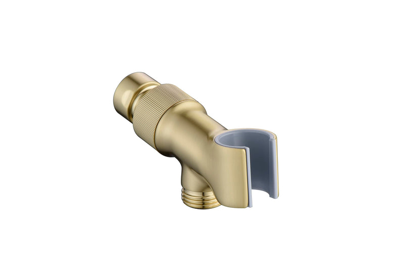 Shower Head Holder All Metal Adjustable Handheld Shower Arm Mount, 1/2" Shower Hose Holder Fits Most Hand Showerheads, Brass Hand Held Shower Head Holder , Easy to Install(Brushed Gold) Brushed Gold