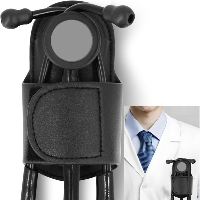 [Australia - AusPower] - Stethoscope Holder Hip Clip for 3M Littmann and Most Stethoscope, Lightweight PU Leather Hip Belt Holder Clip, Compact & Portable Protective Carry 