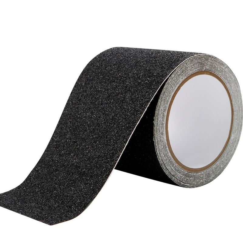 FOURGUN Heavy Duty Anti Slip Tape for Stairs Indoor/Outdoor Waterproof 4" x 16.5Ft High Traction Grit Non Skid, Strong Adhesive, Safety Friction Abrasive Tape for Steps, Ramps, Walkways, Black 80 Grit