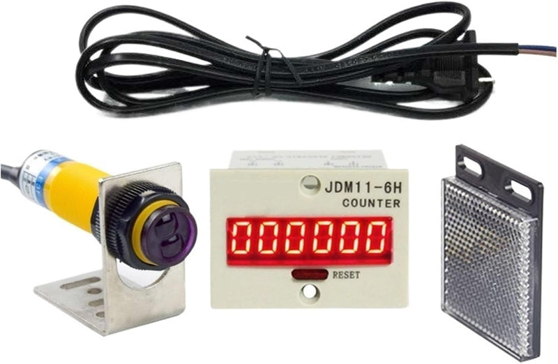 [Australia - AusPower] - 0-999999 Digital LED Counter +PhotoElectric Switch Sensor +Reflector Automatic Conveyor Belting 100-240VAC 6 Digits Mini Customer Traffic Counter Electronic Totalizer 