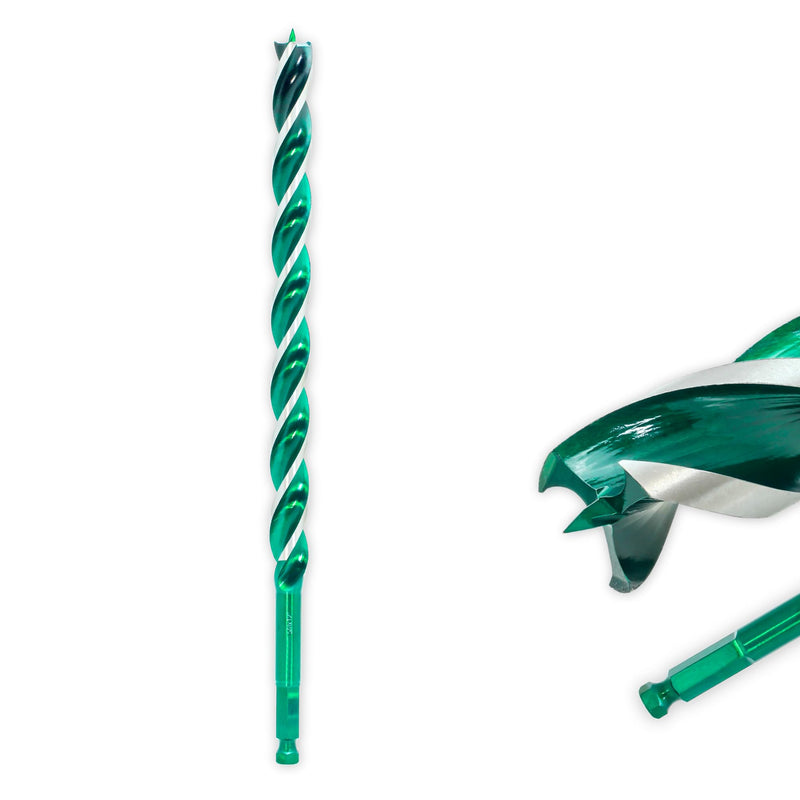 1-1/4" x 24" Auger Drill Bit for Wood, Hex Shank Tri-Flute Drill Bits, Ship Auger Long Drill Bit for Soft and Hard Wood, Plastic, Drywall, Tree Stump and Composite Materials 1-1/4 Inch Length: 24"