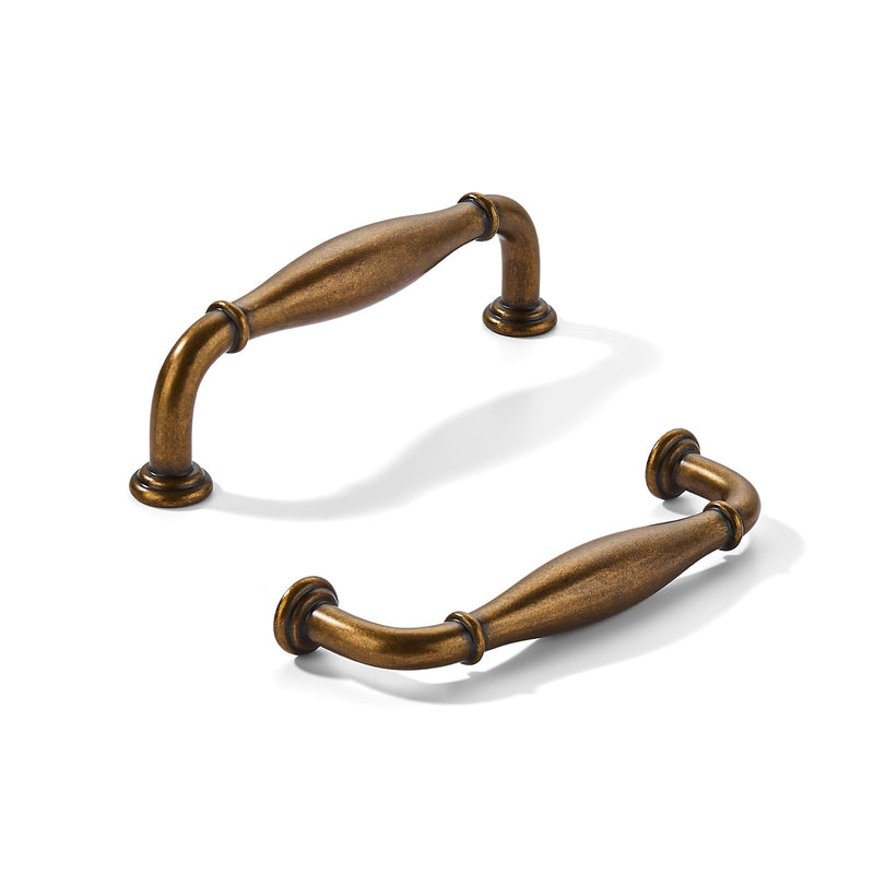 khtumeware 10 Pack 3-1/2inch(89mm) Hole Center Antique Brass Cabinet Pulls Solid Heavy-Duty Tradition Handles Hardware for Bathroom Dressers Pull cabinets wardrobes Closet Doors