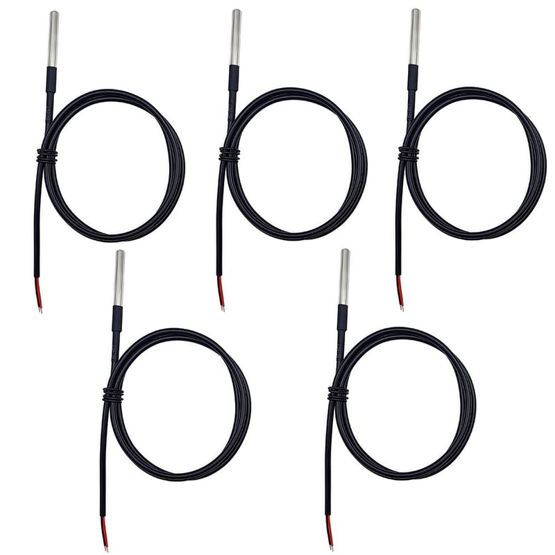 [Australia - AusPower] - 5pcs DS18B20 Temperature Sensor Waterproof Digital Stainless Steel Tube Temp Probe 1 Meter 39.3" Compatible with Arduino Raspberry pi 
