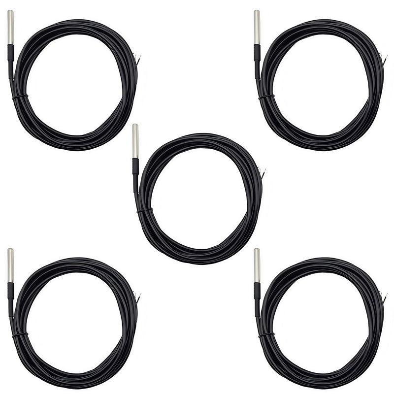 [Australia - AusPower] - 5pcs DS18B20 Temperature Sensor Waterproof Digital Stainless Steel Tube Temp Probe 3 Meter 118.1" Compatible with Arduino Raspberry pi 