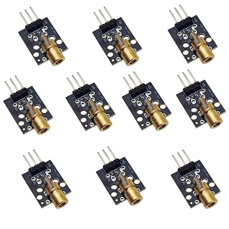 [Australia - AusPower] - 10PCS 3 Pins KY-008 650nm Dot Diode Copper Head Laser Sensor Transmitter Module Red 5V Compatible with Arduino 