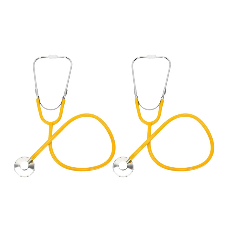 [Australia - AusPower] - Single Head Stethoscope with Aluminum Chestpiece, 22 inch Tubing, Yellow, 2 Pack 