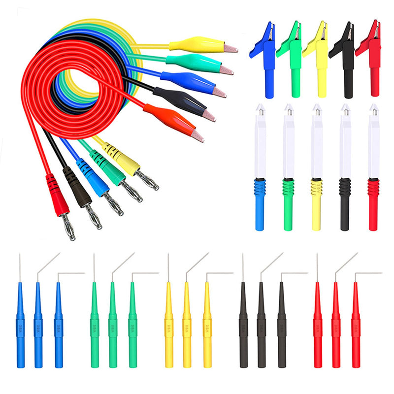 [Australia - AusPower] - Automotive Test Lead Set, Back Probe Kit 30pcs, Copper Alligator Clips to Banana Plug Test Lead, Multimeter Test Lead Set for Automotive Repair and Diagnostic Circuit Testing 30 PCS 