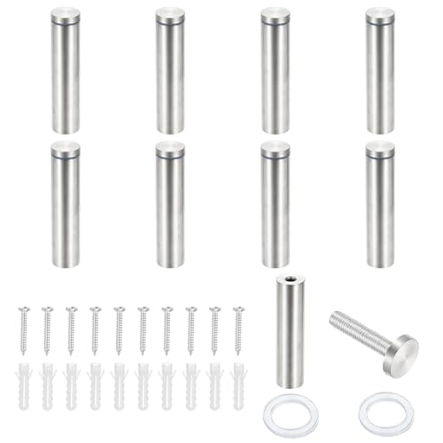 PATIKIL silver stainless steel 1x4.7-inch standoff screws, 8-pack wall mounts for acrylic signs and picture frames