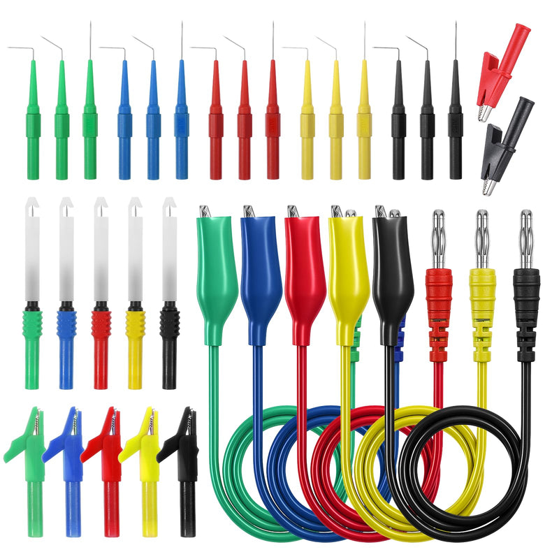 [Australia - AusPower] - 33PCS Back Probe Kit, Banana Plug to Copper Alligator Clip Test Leads Set with Wire Piercing Probes, 4mm Banana Plug Adapter for Automotive Diagnostic, Car Repairing 