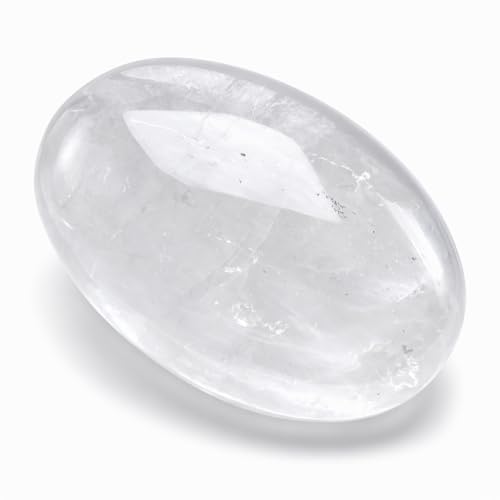 Clear Quartz Palm Stone 2.4 Inch, Natural Polished Worry Stone