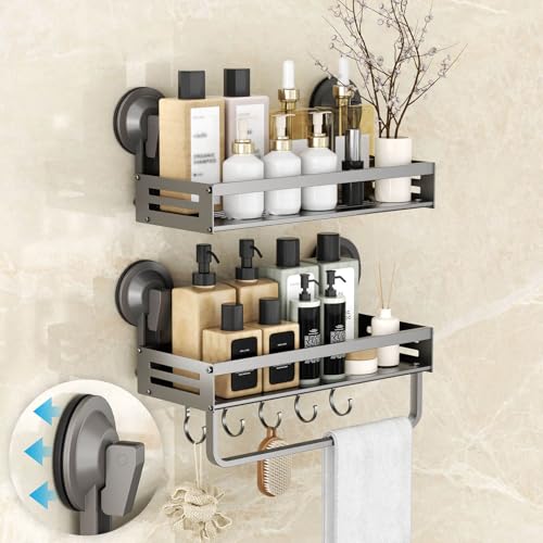 Onemake Shower Caddies Suction Cup, 2 Pack 11.8-inch Shower Organiser, Gray 11.81IN-2 PACK