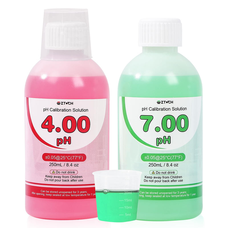 [Australia - AusPower] - pH Calibration Solution 4.00+7.00, 250 ml (8.4 fl.oz) Each: pH 4.00 Buffer, pH 7.00 Buffer, pH Meter Buffer Calibration Solution with 2 * 30ml Container for pH Tester, pH Pen, pH Probe pH4+7 