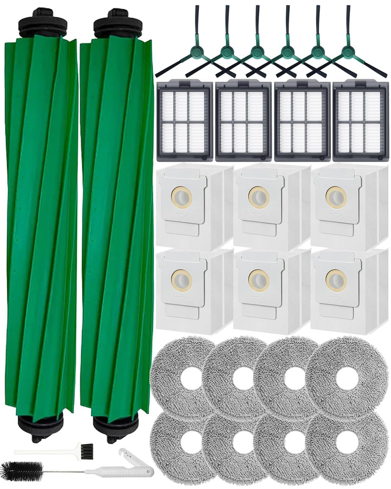 [Australia - AusPower] - Yivy 28PCS Accessories for iRobot Roomba Plus 405/505/507 Combo Robot Vacuum Cleaner, Parts Contents 2 Roller Brushes, 6 Side Brushes, 6 Dust Bags, 4 HEPA Filters, 8 Mop Pads, 1 Cleaning Brush 405/505-set28 