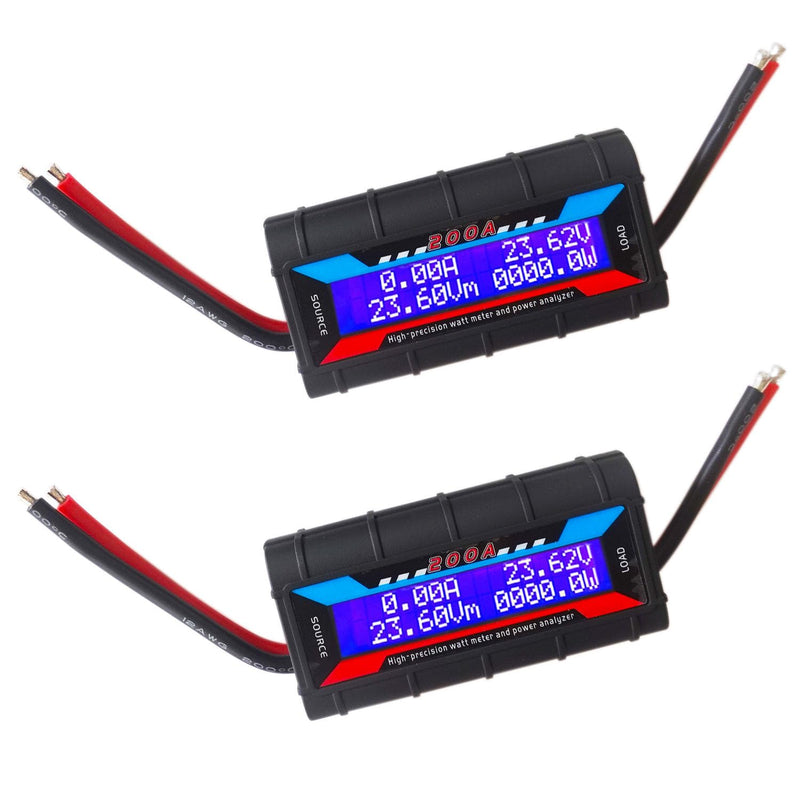 [Australia - AusPower] - 2Pcs 200A RC Watt Meter, DC 0-60V High Precision Power Analyzer, Volt Amp Watt Checker with Digital LCD Screen for Voltage/Current/Power/Charge/Energy Measurement 200A 60V 