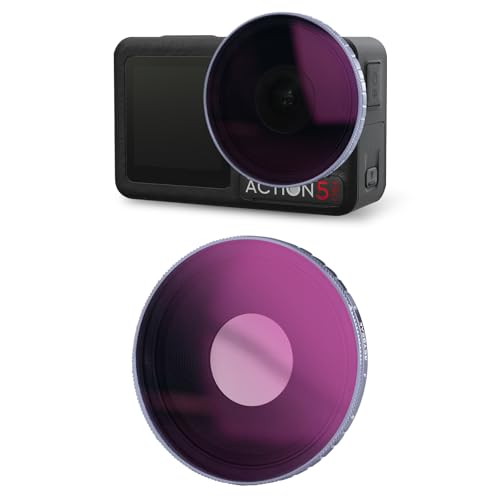 REYGEAK Variable ND Filter for DJI OSMO Action 5 Pro/Action 4,VND 3-5 Stops Lens Filter Combining ND8 ND16 ND32,Multicoated HD Optical Glass,Lightweight Aluminum Alloy Frame