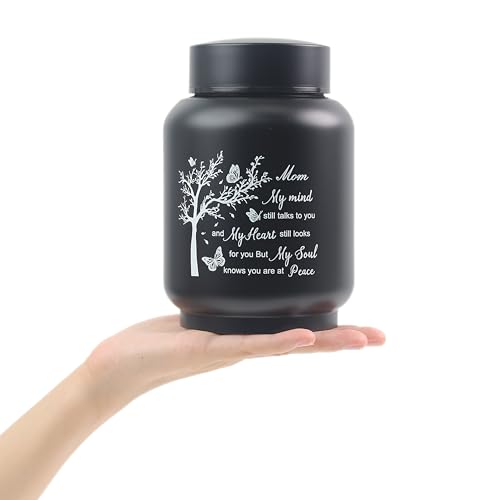 6 Inch Cremation Urn - Stainless Steel Keepseek Urn for Human or Pet Ashes, Small Urn Engraved with Family Tree My Mind Still Talks to You-Dad Keepseek Urn-Black-Dad