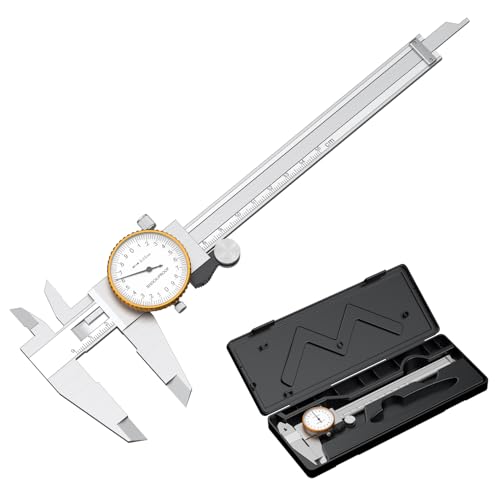 Dial Vernier Caliper 0-150mm Stainless Steel Scale Caliper Watch Caliper Analog 0.02 Resolution Industrial Shockproof Metric Measuring Tool