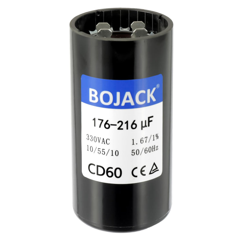 BOJACK CPT00320 176-216 UF/MFD 330 VAC Capacitor CD60 Dual Run Circular Start Capacitor fit for Standard Units, Heat Pump and HVAC Systems